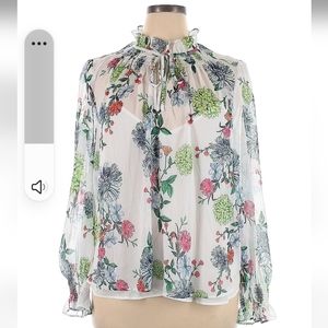 LOFT Floral Ruffled Blouse